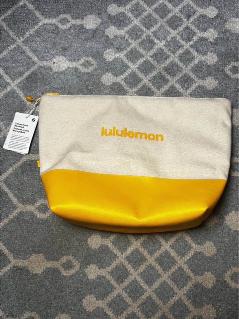 lululemon athletica Cream and Bright Yellow Canvas Pouch